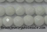 CAG6101 15.5 inches 6mm faceted round white agate gemstone beads