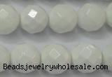 CAG6102 15.5 inches 8mm faceted round white agate gemstone beads