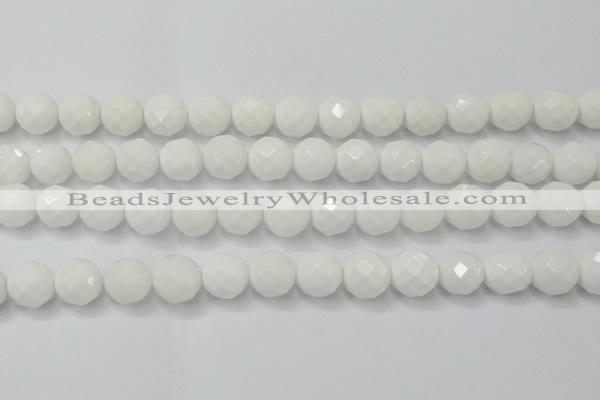 CAG6103 15.5 inches 10mm faceted round white agate gemstone beads