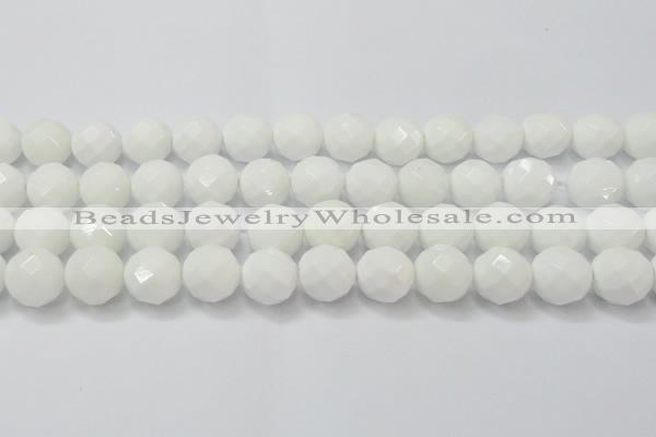 CAG6104 15.5 inches 12mm faceted round white agate gemstone beads