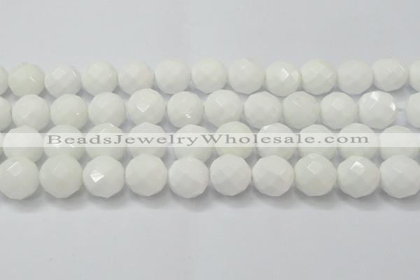 CAG6105 15.5 inches 14mm faceted round white agate gemstone beads