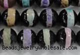 CAG6135 15 inches 8mm faceted round tibetan agate gemstone beads