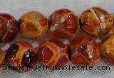 CAG6150 15 inches 10mm faceted round tibetan agate gemstone beads