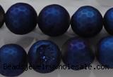 CAG6256 15 inches 16mm faceted round plated druzy agate beads