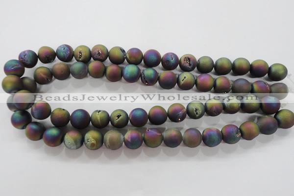 CAG6282 15 inches 8mm round plated druzy agate beads wholesale