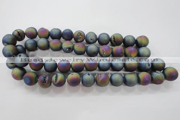 CAG6284 15 inches 12mm round plated druzy agate beads wholesale