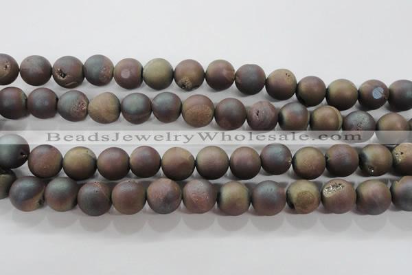 CAG6294 15 inches 12mm round plated druzy agate beads wholesale