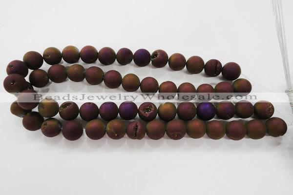 CAG6303 15 inches 10mm round plated druzy agate beads wholesale