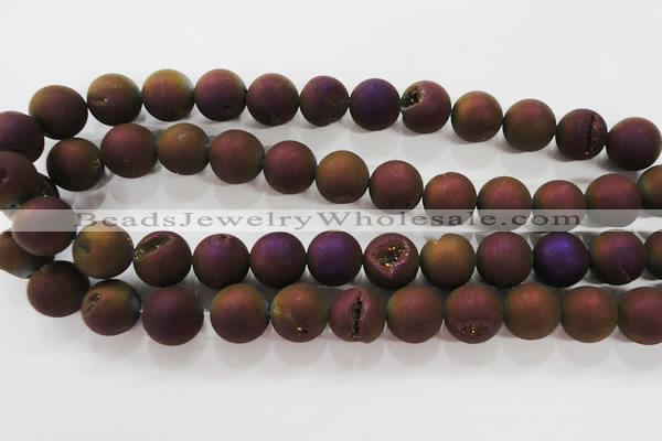 CAG6304 15 inches 12mm round plated druzy agate beads wholesale