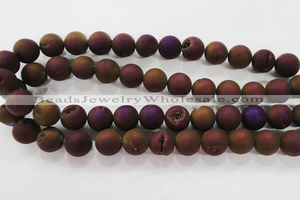 CAG6305 15 inches 14mm round plated druzy agate beads wholesale