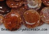 CAG632 15.5 inches 20mm coin natural fire agate beads wholesale