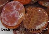 CAG634 15.5 inches 40mm coin natural fire agate beads wholesale