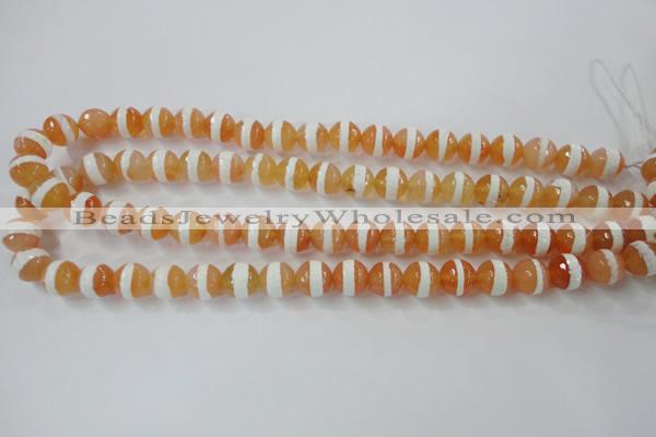 CAG6351 15 inches 10mm faceted round tibetan agate gemstone beads