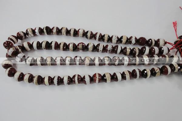 CAG6363 15 inches 10mm faceted round tibetan agate gemstone beads