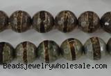 CAG6366 15 inches 8mm faceted round tibetan agate gemstone beads