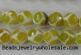 CAG6370 15 inches 8mm faceted round tibetan agate gemstone beads