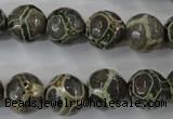 CAG6382 15 inches 8mm faceted round tibetan agate gemstone beads