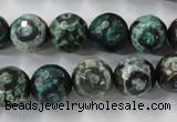 CAG6395 15 inches 8mm faceted round tibetan agate gemstone beads