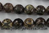 CAG6399 15 inches 12mm faceted round tibetan agate gemstone beads