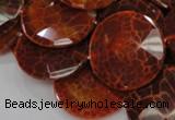 CAG641 15.5 inches 35mm faceted coin natural fire agate beads