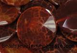 CAG642 15.5 inches 40mm faceted coin natural fire agate beads