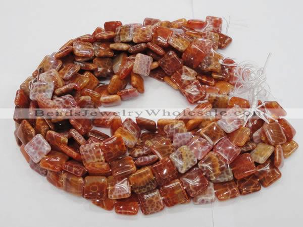 CAG644 15.5 inches 15mm square natural fire agate beads wholesale