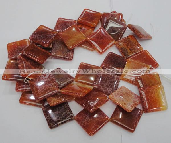 CAG647 15.5 inches 30*30mm rhombic natural fire agate beads