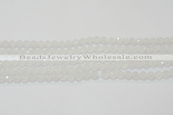 CAG6512 15.5 inches 8mm faceted round Brazilian white agate beads