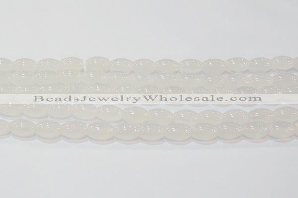 CAG6526 15.5 inches 10*14mm rice Brazilian white agate beads