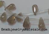 CAG6544 Top-drilled 6*10mm faceted teardrop Brazilian grey agate beads