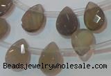 CAG6546 Top-drilled 10*14mm briolette Brazilian grey agate beads