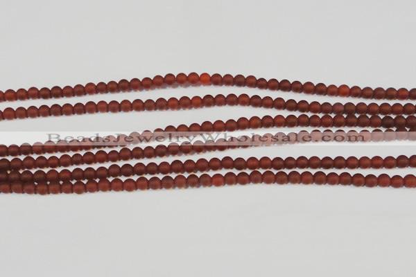 CAG6550 15.5 inches 4mm round matte red agate beads wholesale