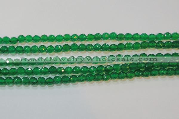 CAG6613 15.5 inches 8mm faceted round green agate gemstone beads