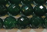 CAG6616 15.5 inches 14mm faceted round green agate gemstone beads