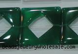 CAG6642 15.5 inches 25*25mm square green agate gemstone beads