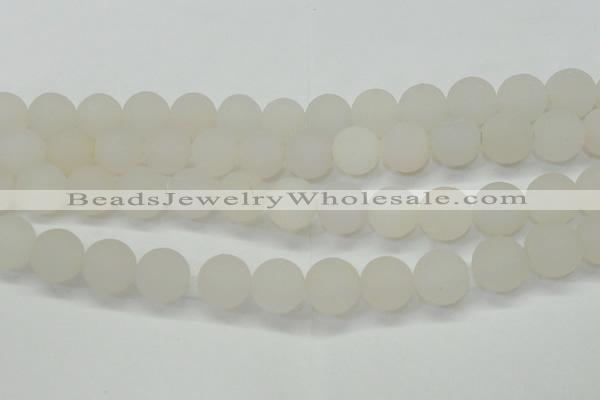 CAG6682 15 inches 12mm round white pilates agate beads