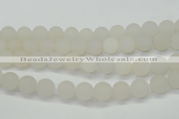 CAG6684 15 inches 16mm round white pilates agate beads