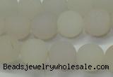 CAG6687 15 inches 8mm round white pilates agate beads