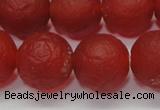 CAG6702 15 inches 12mm round red pilates agate beads