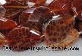 CAG672 15.5 inches 20*30mm faceted flat teardrop natural fire agate beads