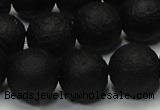 CAG6742 15 inches 12mm round black pilates agate beads