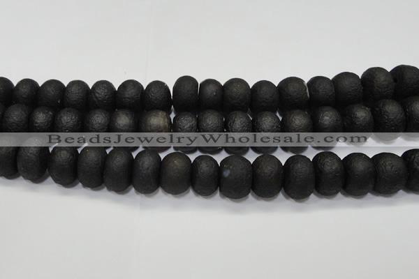 CAG6749 15 inches 12*16mm rondelle black pilates agate beads