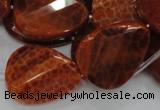 CAG676 15.5 inch 23*30mm faceted teardrop twisted natural fire agate beads