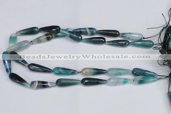 CAG6894 15.5 inches 10*30mm faceted teardrop line agate beads