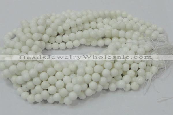 CAG706 15.5 inches 8mm round white agate gemstone beads wholesale