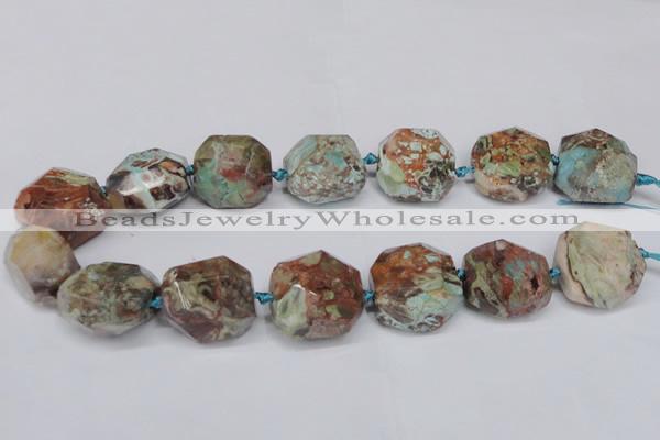 CAG7065 15.5 inches 16*25mm faceted nuggets ocean agate beads