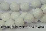 CAG712 15.5 inches 10mm faceted round white agate gemstone beads