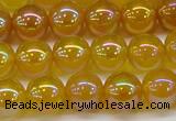 CAG7123 15.5 inches 10mm round AB-color yellow agate gemstone beads