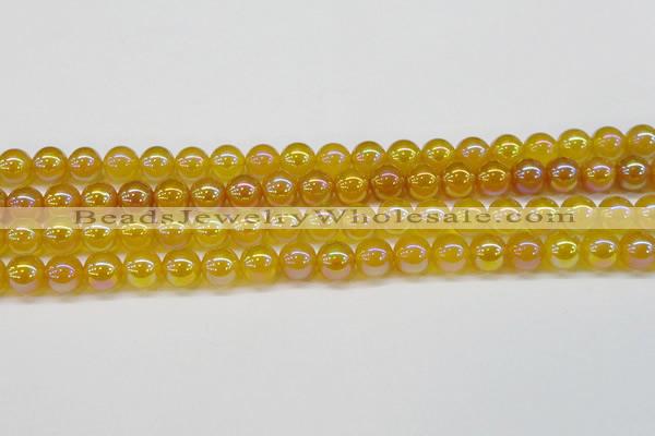 CAG7123 15.5 inches 10mm round AB-color yellow agate gemstone beads