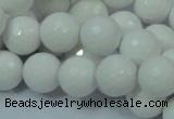 CAG714 15.5 inches 14mm faceted round white agate gemstone beads